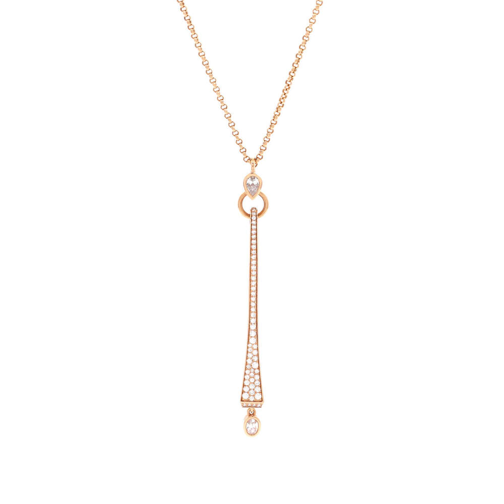 Hermes Large Clou De Forge Pendant Necklace 18K Rose Gold and Diamonds